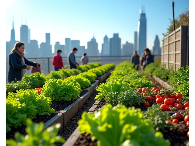 농업형 루프의 채소 밭과 텃밭이 있는 모습