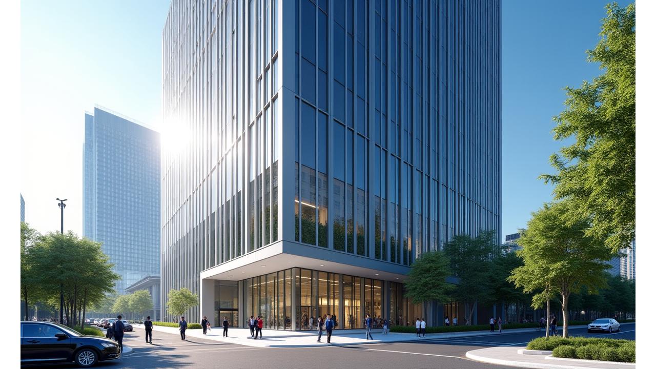 강남구의 현대적인 50층 LEED 골드 인증 오피스 빌딩