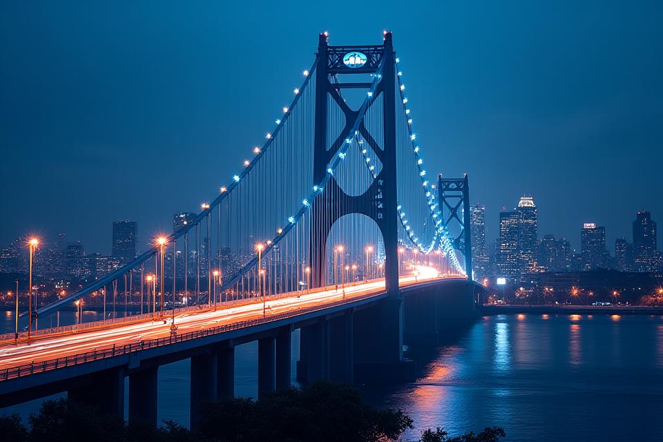 복잡한 도시의 도로와 교량 인프라