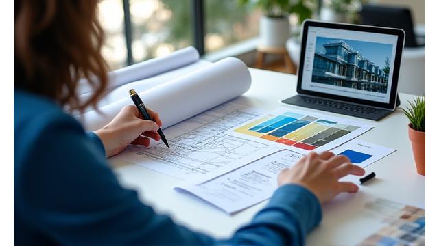 전문가가 노트북으로 공간 분석 보고서를 검토하고 있는 모습